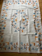 Obrus ręcznie haftowany PRL Vintage lata 60- te antyk rękodzieło antyk