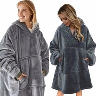 KOCOBLUZA KOC BLUZA OVERSIZE Z KAPTUREM SZLAFROK DUŻA GRUBA 2W1 NA PREZENT