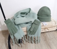 NOWY zestaw szal czapka rękawiczki