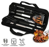 Zestaw do Grilla PREZENT DLA NIEGO Narzędzia BBQ Stal 304 Etui 5el.