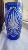 WAZON KRYSZTAŁOWY LAZUROWANY KOBALTOWY SZLIFOWANY IRENA INOWROCŁAW LATA 90