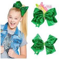 DUŻE KOKARDY JoJo SIWA BOWS 3 SZT ZIELONA CZARNA SREBRNA