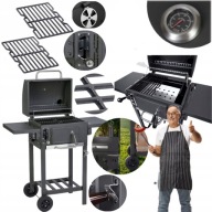 GRILL WĘGLOWY OGRODOWY STALOWY 116X95CM DUŻY ŻELIWNY RUSZT 42X42CM+ POKRYWA