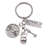 Brelok do kluczy cytat kettlebell ciężarek hantel srebrny metal