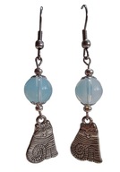 Kolczyki ręcznie wykonane wiszące hand made kotek opal