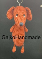 Jamnik piesek brelok / zawieszka rękodzieło szydełko