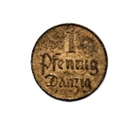1 Fenig (Pfennige) z 1930 roku, wyemitowana przez Wolne Miasto Gdańsk
