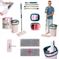 MOP PŁASKI TELESKOPOWY KIJ DWUKOMOROWE WIADRO WYCISKACZ + ZAPAS MIKROFIBRA