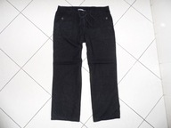 LEN CZARNE JAK NOWE LNIANE SPODNIE 14 S pas 88