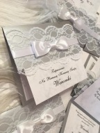 ZAPROSZENIE KOMUNIJNE Zaproszenie na komunię szare srebrne białe