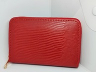 POR05 Portfel mały z wzór krokodyl;Czerwony