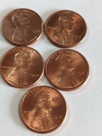 zestaw 1 cent 5 sztuk BU USA