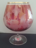 Wspaniały kielich do wina Egermann ręcznie cięte szkło rubinowe (A198)