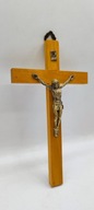 stary KRZYŻ - krzyżyk krucyfiks do zawieszenia ma 17 cm - drewno metal