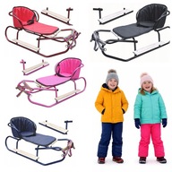 SANKI METALOWE DLA DZIECI Z OPARCIEM GRUBY MATERAC Z PASAMI BASIC BEZPIECZN