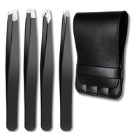 Pęseta do regulacji brwi zestaw 4 szt pinceta profesjonalna precyzyjna etui