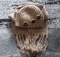 Czapka zimowa beanie brązowa + szalik rozmiar uniwersalny nr.1