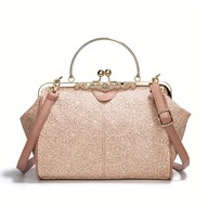 TOREBKA MALOWANE KRAWĘDZIE BIGIEL MODNA ELEGANCKA RÓŻOWA ZŁOCONA STYL