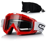 GOGLE MOTOCYKLOWE UNIT CZERWONE JASNA SZYBA NA MOTOR CROSS QUAD ATV