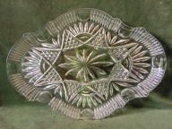 Piękny szklany półmisek / szklana taca - 32,5 cm.x 23 cm.