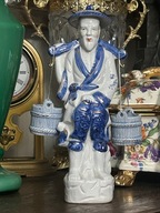 RYBAK DUŻA FIGURKA VINTAGE W STYLU ORIENTALNYM RĘCZNIE ZDOBIONA