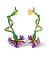 KOLCZYKI kwiaty nocy emalia chaber fuksja szkliwo