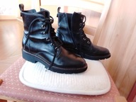 Czarne botki damskie RYŁKO ze złotymi oczkami ADELE -37/24cm !!