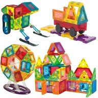 DUŻE KLOCKI MAGNETYCZNE 3D ZESTAW 130 ELEMENTÓW MAGNETIC TILES KONSTRUKCJE