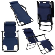 LEŻAK OGRODOWY SKŁADANY REGULOWANY FOTEL PLAŻOWY TURYSTYCZNY + PODUSZKA
