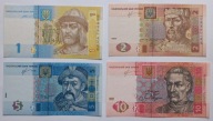 Zestaw Banknotów Ukraina 1 2 5 10 Hrywien 2013 - 2014