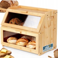 Chlebak BAMBUSOWY dwupoziomowy piętrowy pojemnik szafka na chleb pieczywo