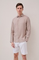 CARRY koszula lniana len 100% regular fit beżowa M
