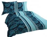 pościel z satyny 160x200 + 2x50x60 zamek S 71-1 Liście palmy w turkusie