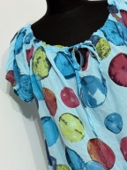 244 niebieska duże kolorowe grochy falbanka Made in italy XL luźna upały