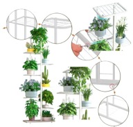 KWIETNIK STOJĄCY METALOWY BIAŁY STOJAK NA KWIATY REGAŁ PÓŁKA 142CM 8 POZIOM