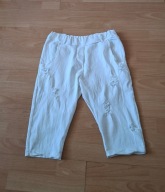 Made In Italy białe jeansowe krótkie spodenki z dziurami L pas 80 cm