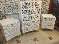 Zestaw, komplet komoda, szafki nocne, nakastliki,wysoki połysk Glamour