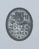 MOLLEM / MULHEIM - 15 PFENNIG 1918 - cynk / niemagnetyczna żeton na tramwaj