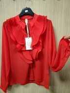 Bluzka czerwona, żabot elegancka M/L Lamiar Italy !!!