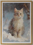 A2 PLAKAT OBRAZ, PLAKAT KOT KOTEK NA ŚNIEGU ZIMA ŚNIEG