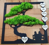 Żywy obraz BONSAI mech PREZENT DZIEŃ BABCI I DZIADKA Imiona wnuków serca!!!