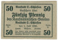 Banknot zastepczy NEUSTADT - PRUDNIK - 50 Pfennig 1920