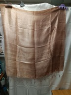 Szal cieniowany 160 x 76 JEDWAB surówka ręcznie tkany jak NOWY