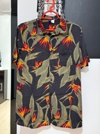 Y Koszula Divided hawajska ciemny popiel kwiaty tropiku kieszeń wiskoza M