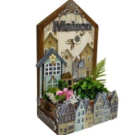 SKRZYNKA z ozdobnym panelem kamieniczki dekoracja 34 x 20 x 13