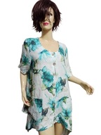 chesca włoska tunika lniana z kieszeniami w kwiaty 38/40