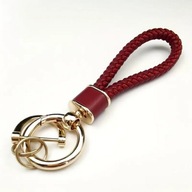 Bordowy brelok/smycz do kluczy – uniwersalna plecionka ze złotymi detalami