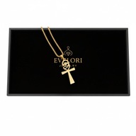 Naszyjnik Ankh Oko Horusa Egipski Amulet Unisex Złoty Stal 60cm