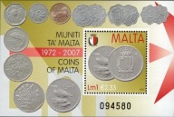 Malta 2007 Znaczki Blok 41 ** monety