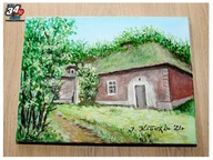 Jerzy Kłoczko obraz - zabudowania Twierdzy Modlin 30/40 olej na płótnie